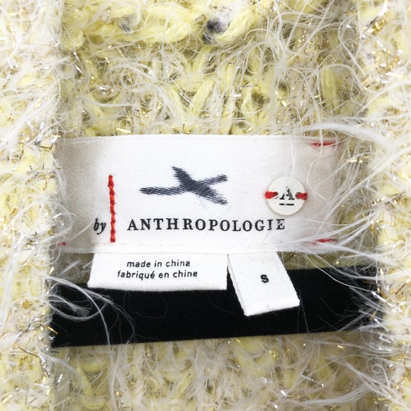 NWT Anthropologie Yellow Larkin Shimmer Belted Cardigan Small Long Sleeve - Picture 6 of 8